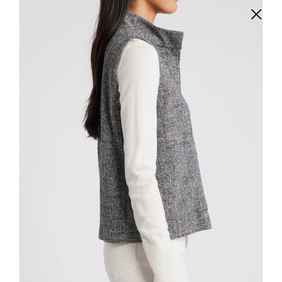 Eileen Fisher Stand Collar Stretch Organic Cotton Tweed Vest, M, EUC - Picture 3 of 10